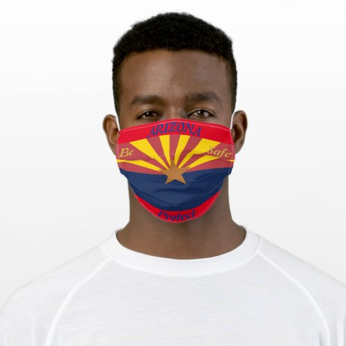 State  Arizona Flag on Red Adult Cloth Face Mask