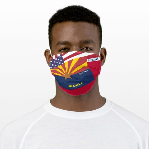 State Arizona Flag on Red w Stars Stripes Adult Cloth Face Mask