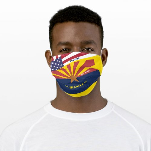 State Arizona Flag on Yellow Gold w Stars Stripes Adult Cloth Face Mask