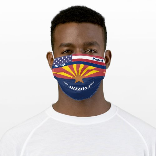 State Arizona Flag w Stars Stripes Smile Adult Cloth Face Mask