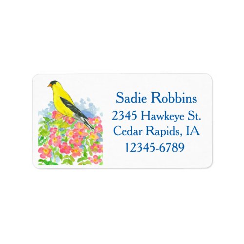 State Bird Iowa Eastern Goldfinch Return Address Label