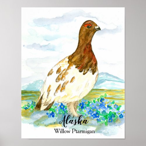 State Bird of Alaska Willow Ptarmigan Poster