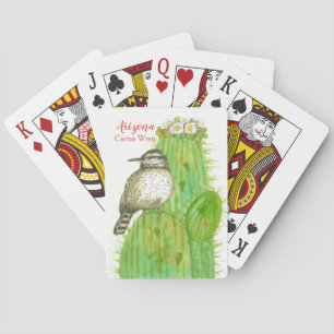 State Bird of Arizona Cactus Wren Watercolor Poker Cards