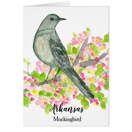 State Bird of Arkansas Mockingbird Blank Cards (Front)