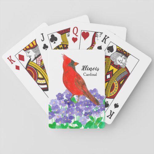 State Bird of Illinois Souvenir Cardinal Violets Playing Cards