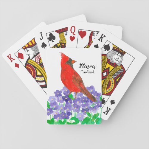 State Bird of Illinois Souvenir Cardinal Violets Poker Cards