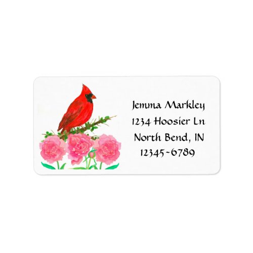 State Bird of Indiana Cardinal Return Address Label
