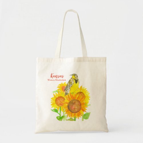 State Bird of Kansas Meadowlark Sunflowers Tote Bag