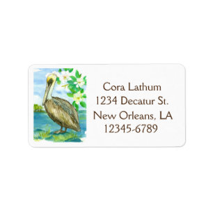 State Bird of Louisiana Pelican Return Address Label
