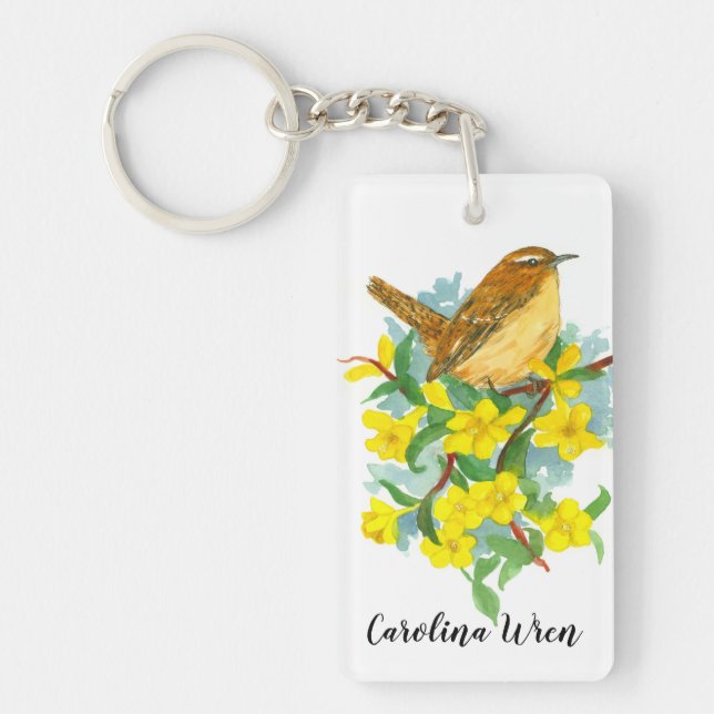 State Bird of South Carolina Wren Jessamine Keychain (Front)