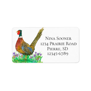 State Bird of South Dakota Pheasant Return Address Label