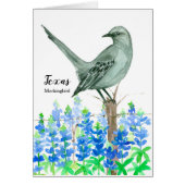 State Bird of Texas Mockingbird Watercolor Blank (Front)
