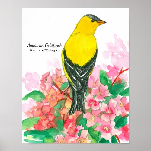 State Bird of Washington American Goldfinch Yellow Poster
