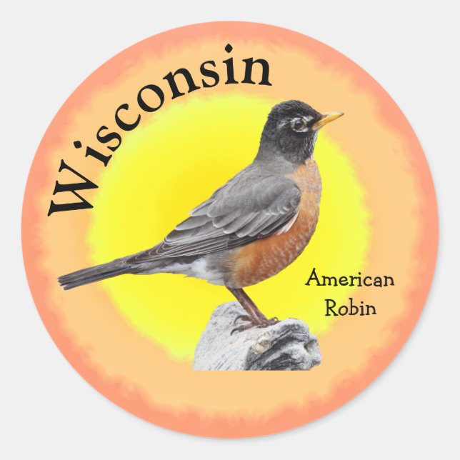 State Bird of Wisconsin Classic Round Sticker (Front)