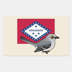 State Birdorable of Arkansas: Northern Mockingbird Rectangle Sticker