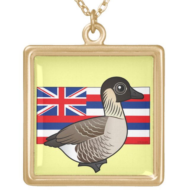 State Birdorable of Hawaii: Nene Gold Plated Necklace (Front)