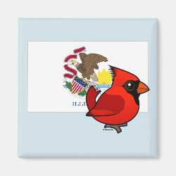 State Birdorable of Illinois: Northern Cardinal Square Magnet