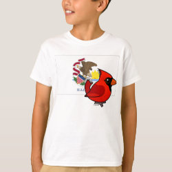 State Birdorable of Illinois: Northern Cardinal Kids' Hanes TAGLESS® T-Shirt