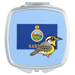 State Birdorable of Kansas: Western Meadowlark Square Compact Mirror