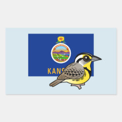 State Birdorable of Kansas: Western Meadowlark Rectangle Sticker