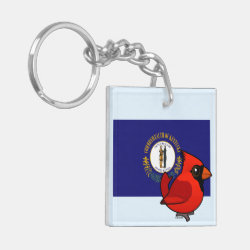 State Birdorable of Kentucky: Northern Cardinal Square Keychain (double-sided)