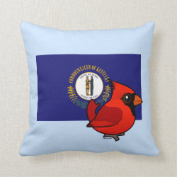 State Birdorable of Kentucky: Northern Cardinal Cotton Throw Pillow