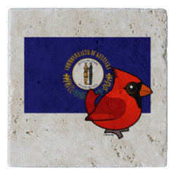 State Birdorable of Kentucky: Northern Cardinal Travertine Stone Trivet