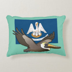 State Birdorable of Louisiana: Brown Pelican Brushed Polyester Accent Pillow