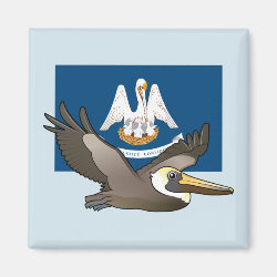 State Birdorable of Louisiana: Brown Pelican Square Magnet