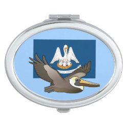 State Birdorable of Louisiana: Brown Pelican Oval Compact Mirror