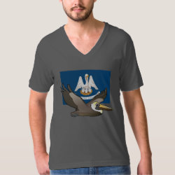 State Birdorable of Louisiana: Brown Pelican Men's American Apparel Fine Jersey V-neck T-Shirt