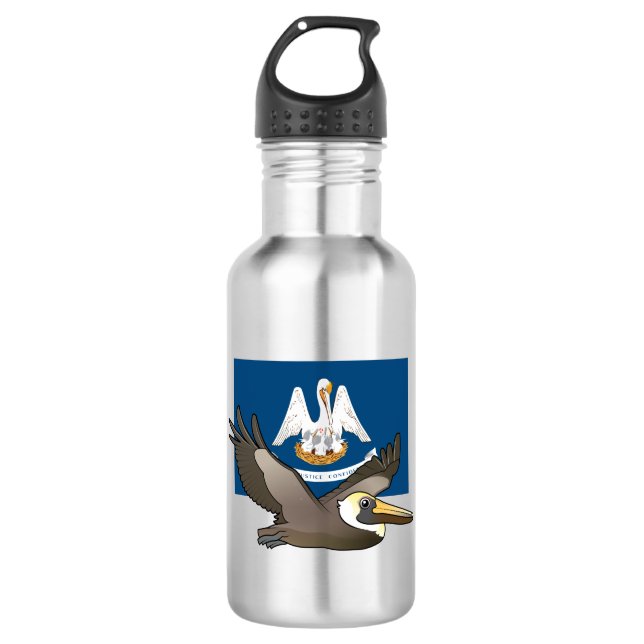 State Birdorable of Louisiana: Brown Pelican Water Bottle (Front)