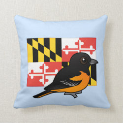 State Birdorable of Maryland: Baltimore Oriole Cotton Throw Pillow