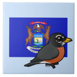 State Birdorable of Michigan: American Robin Large Tile (6