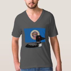 State Birdorable of Minnesota: Common Loon Men's American Apparel Fine Jersey V-neck T-Shirt