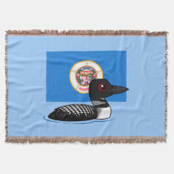 State Birdorable of Minnesota: Common Loon Throw Blanket