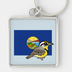 State Birdorable of Montana: Western Meadowlark Premium Square Keychain
