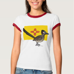 State Birdorable of New Mexico: Greater Roadrunner Ladies Ringer T-Shirt