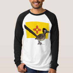 State Birdorable of New Mexico: Greater Roadrunner Men's Canvas Long Sleeve Raglan T-Shirt