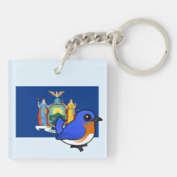State Birdorable of New York: Eastern Bluebird Square Keychain (double-sided)