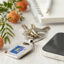 State Birdorable of New York: Eastern Bluebird Rectangle Metal Keychain