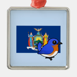 State Birdorable of New York: Eastern Bluebird Premium Square Ornament