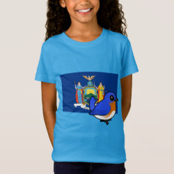State Birdorable of New York: Eastern Bluebird Girls' Fine Jersey T-Shirt