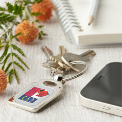 State Birdorable of North Carolina: Northern Cardinal Rectangle Metal Keychain