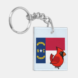 State Birdorable of North Carolina: Northern Cardinal Square Keychain (double-sided)
