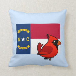 State Birdorable of North Carolina: Northern Cardinal Cotton Throw Pillow