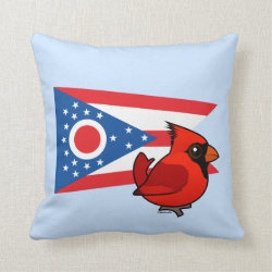 State Birdorable of Ohio: Northern Cardinal Cotton Throw Pillow