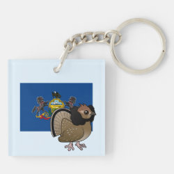 State Birdorable of Pennsylvania: Ruffed Grouse Square Keychain (double-sided)