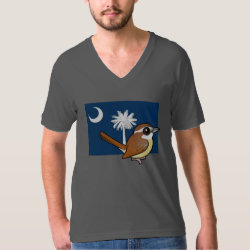 State Birdorable of South Carolina: Carolina Wren Men's American Apparel Fine Jersey V-neck T-Shirt