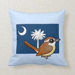 State Birdorable of South Carolina: Carolina Wren Cotton Throw Pillow